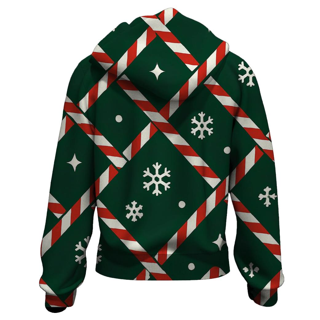 Candy Cane Snowflake Lattice Pattern premium hoodies