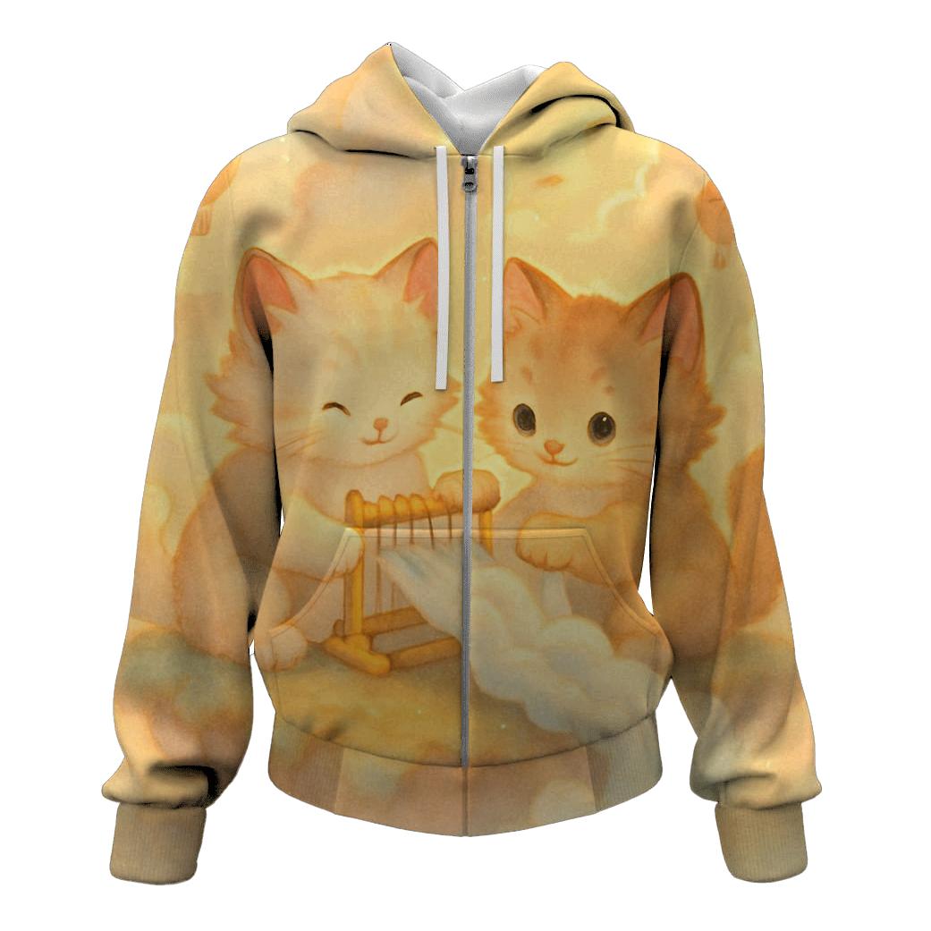 Sunrise Cloud Loom Kittens embroidered hoodies