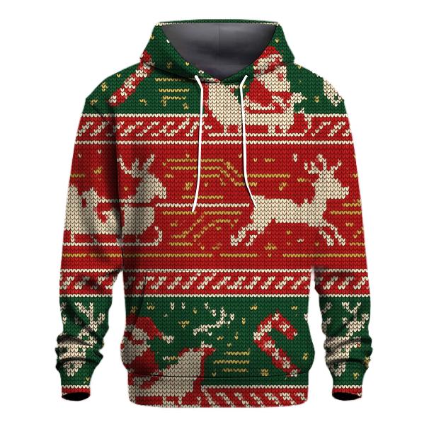 Santa Sleigh Circuit Board Knit Design printed hoodies
