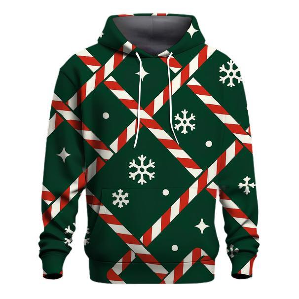 Candy Cane Snowflake Lattice Pattern embroidered hoodies