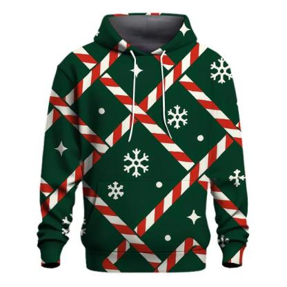 Candy Cane Snowflake Lattice Pattern embroidered hoodies