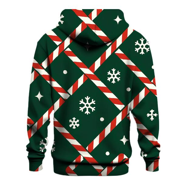 Candy Cane Snowflake Lattice Pattern embroidered hoodies