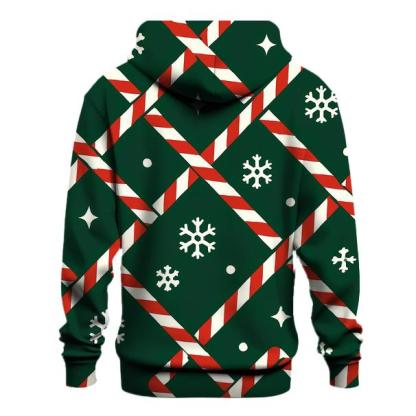 Candy Cane Snowflake Lattice Pattern embroidered hoodies