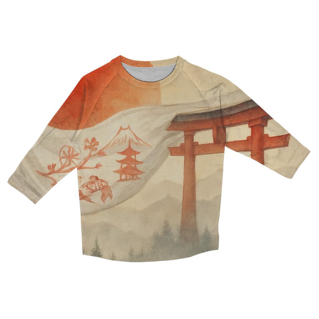 Rising Sun Silk Over Misty Pines casual three quarter sleeve shirts