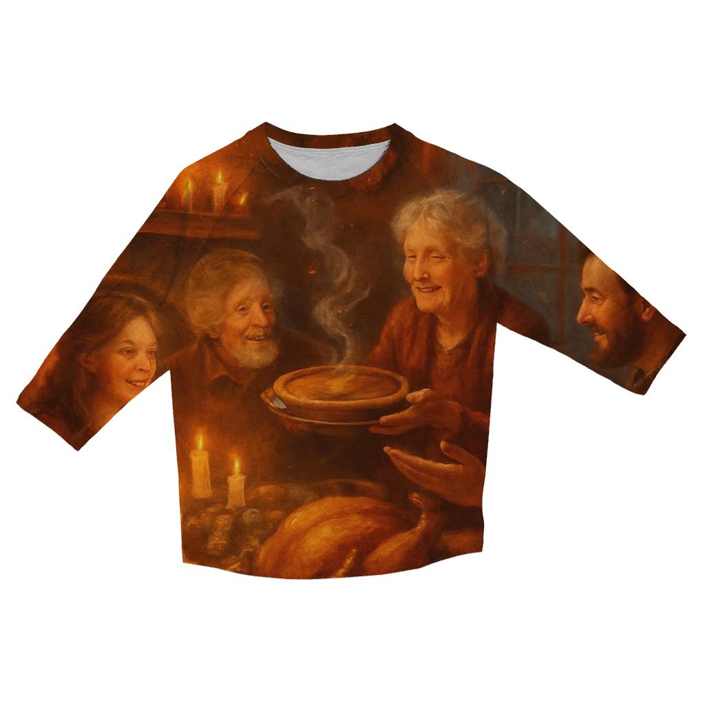 Moonlit Harvest Cabin Supper personalized 3/4 sleeve tees