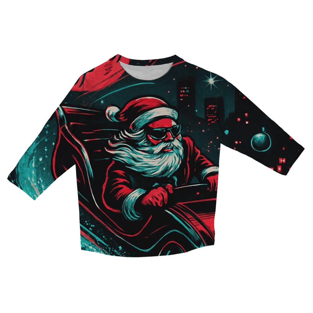 Neon Sleigh Drift Santa designer 3/4 sleeve blouses