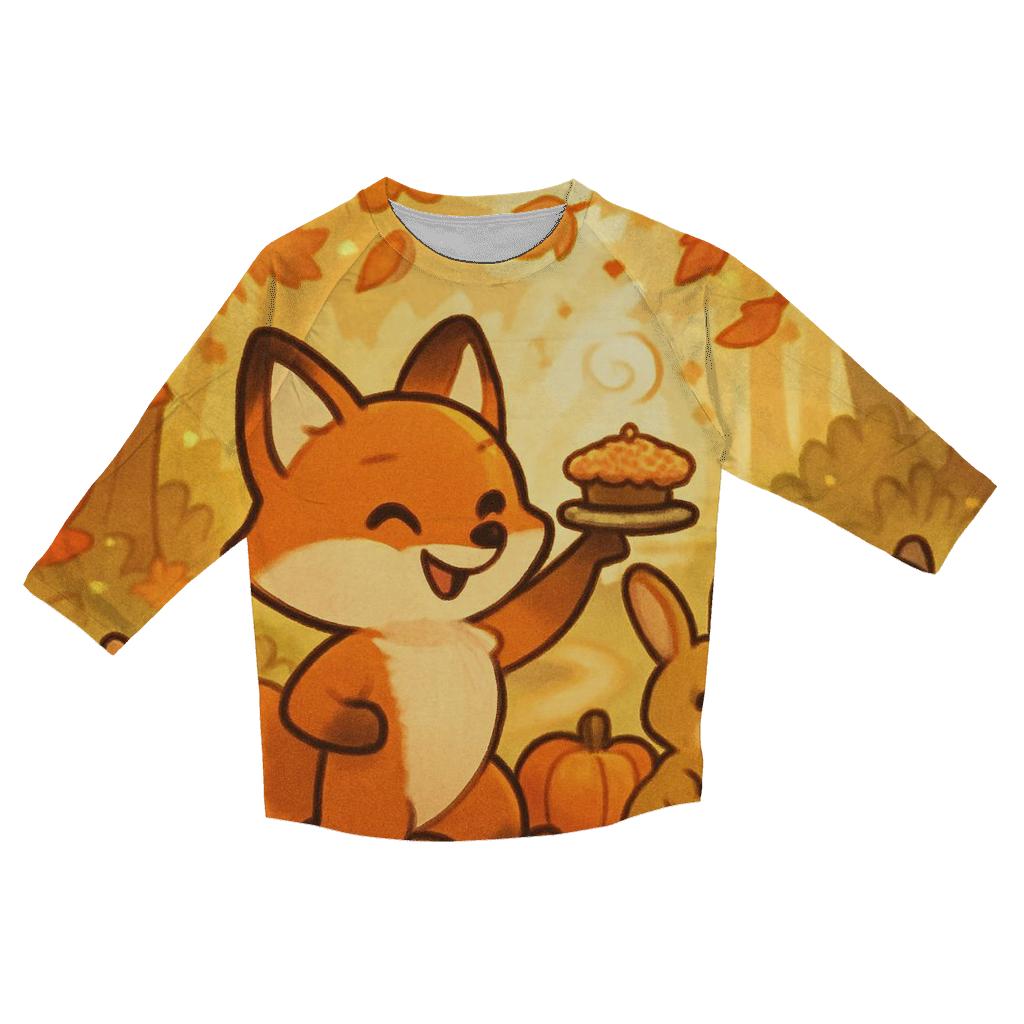 Woodland Friends Pumpkin Parade casual three quarter sleeve shirts