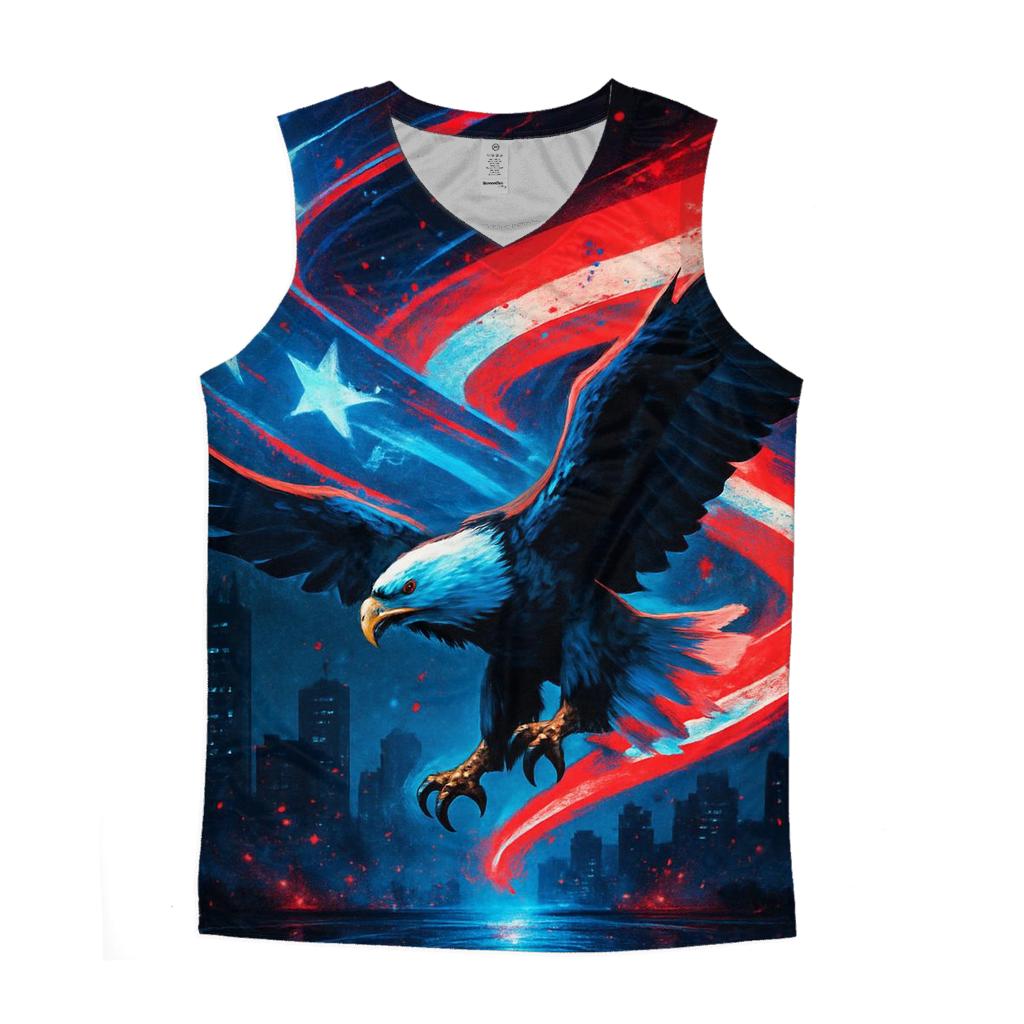 Neon Liberty Skyline Ribbon Flag stylish racerback tanks