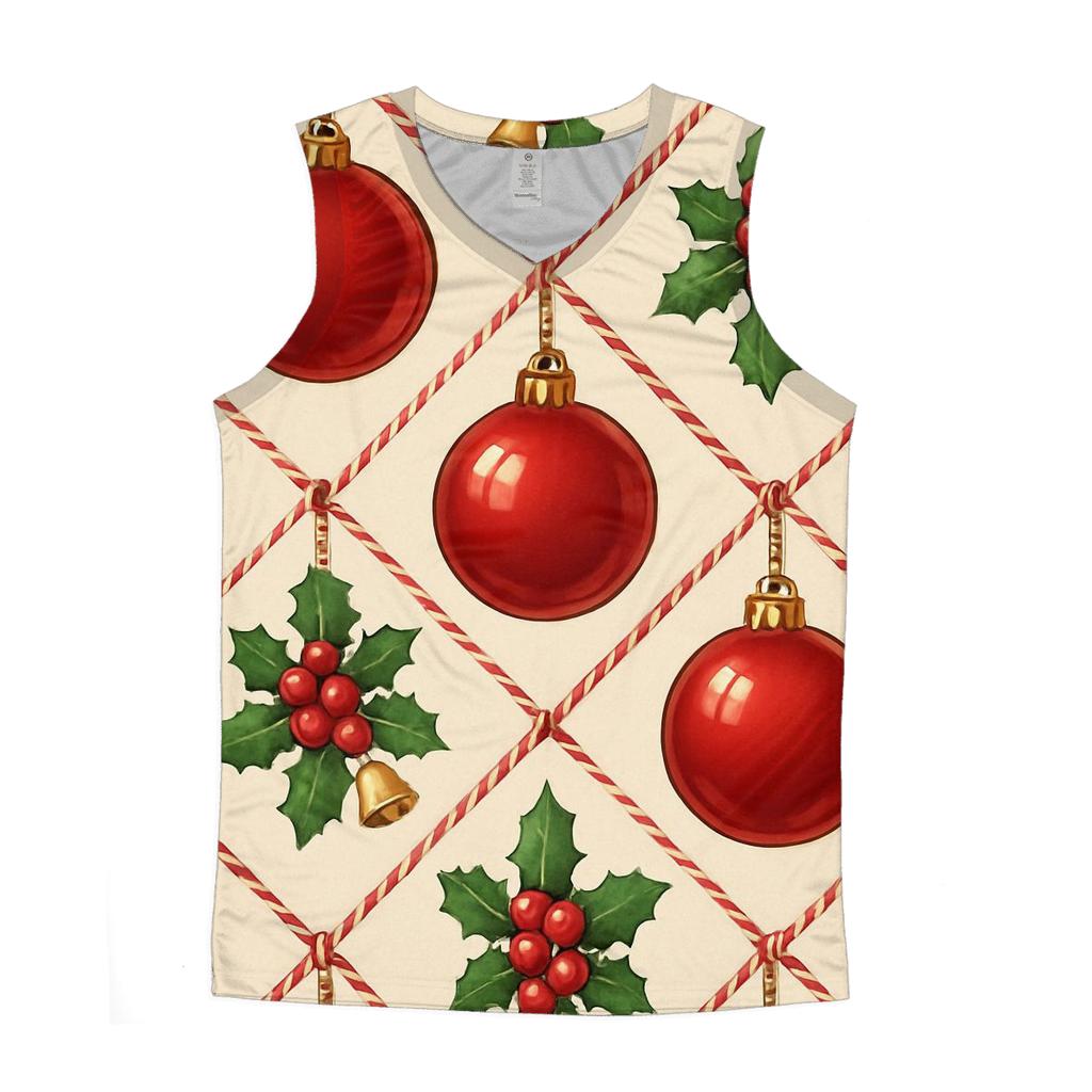 Crimson Ornament Lattice On Ivory Background designer workout tanks