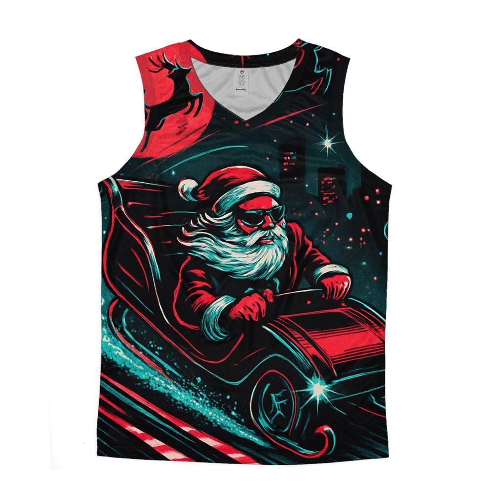 Neon Sleigh Drift Santa casual summer tank tops