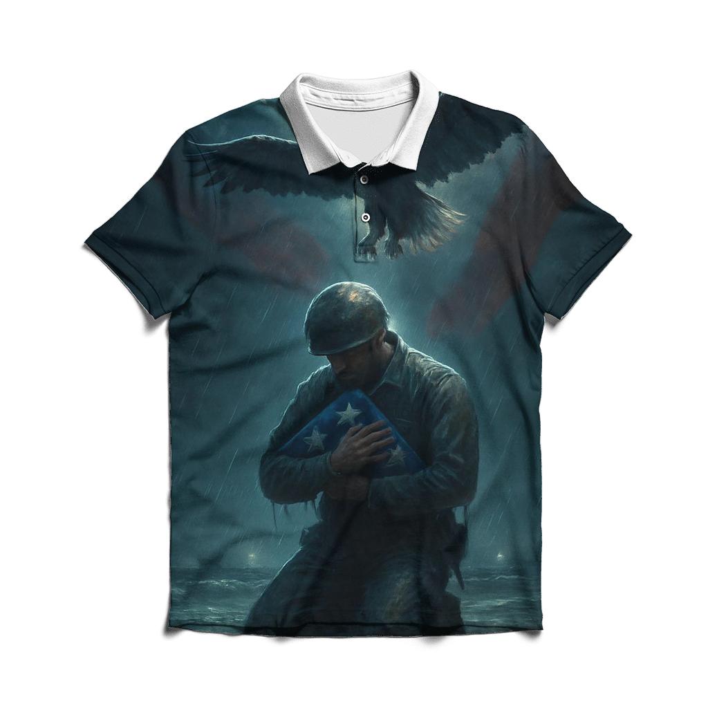 Oath Under The Stormlit Flag embroidered polo tops