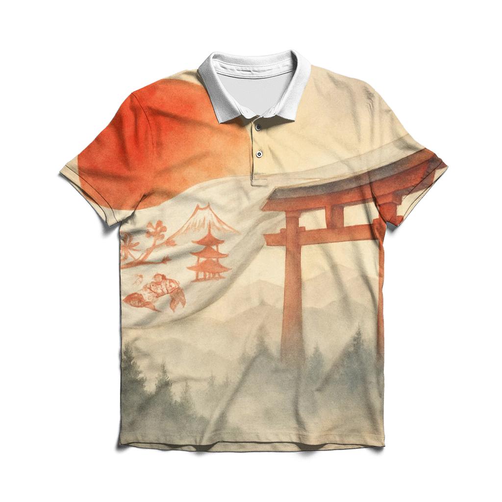 Rising Sun Silk Over Misty Pines stylish collar polo tees