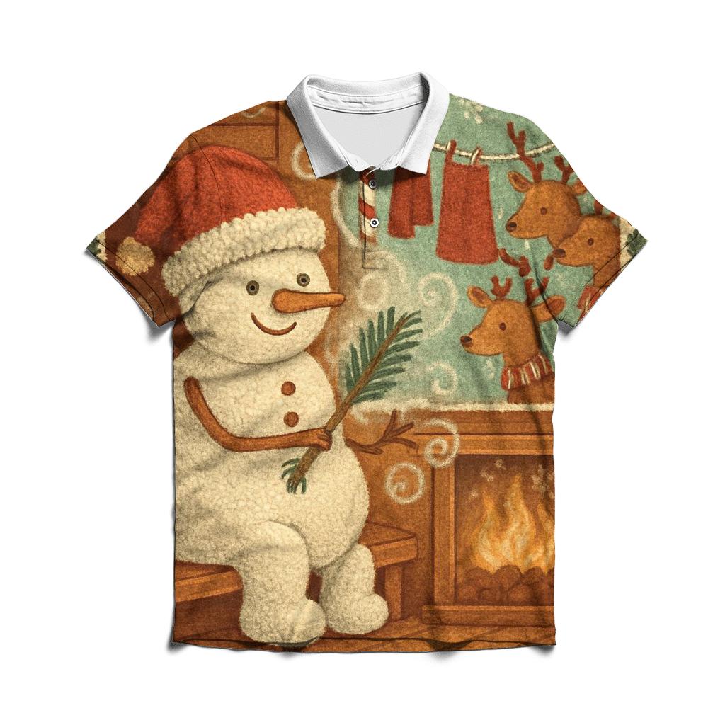 Snowman Sauna Night With Reindeer Towels embroidered polo tops