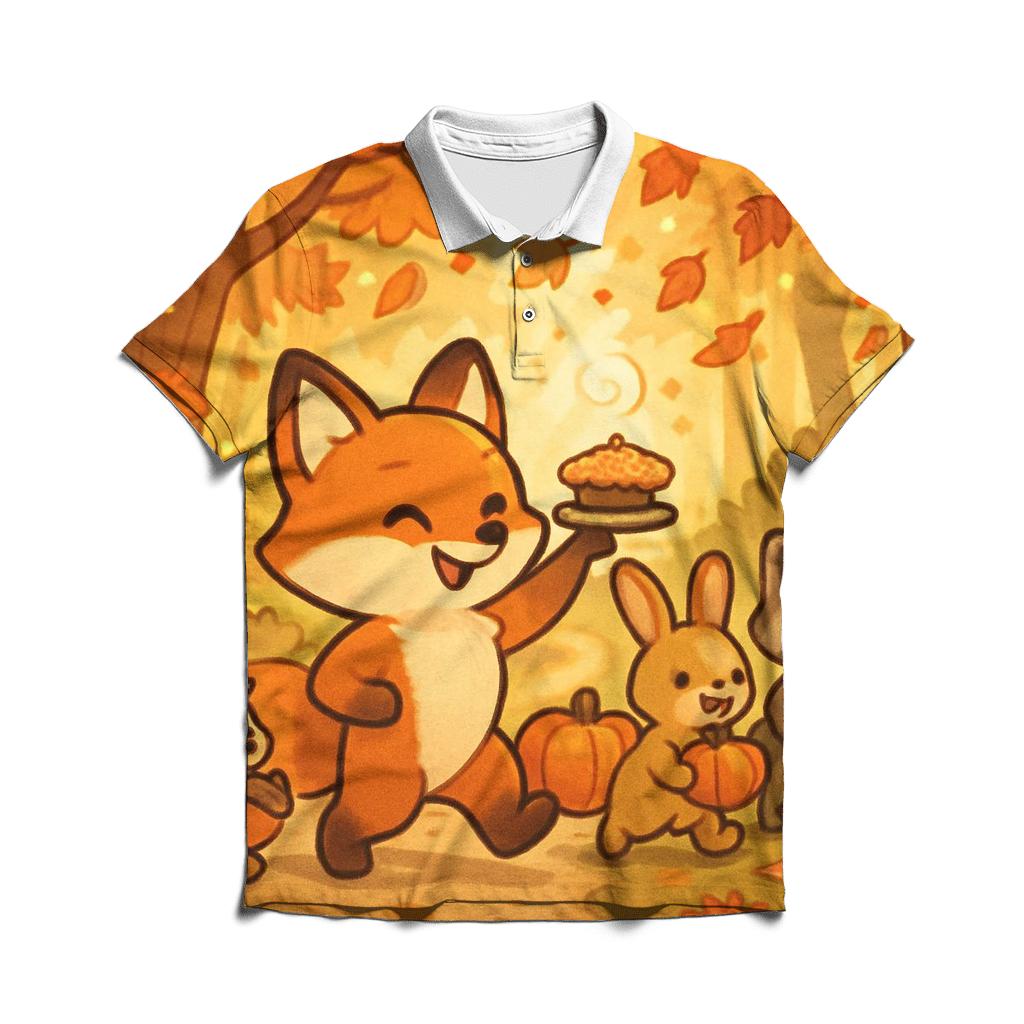 Woodland Friends Pumpkin Parade branded logo polo shirts