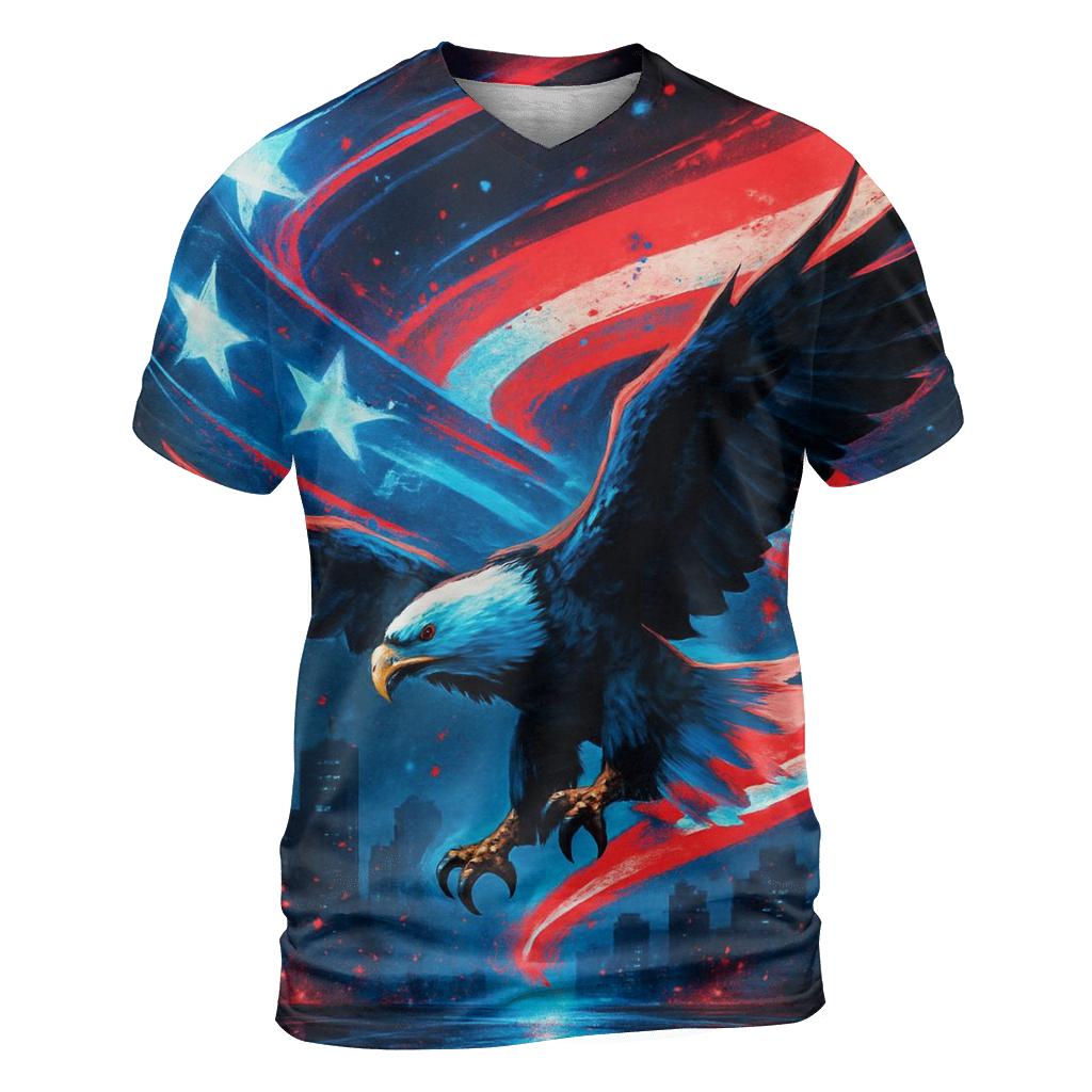 Neon Liberty Skyline Ribbon Flag custom all-over print shirts
