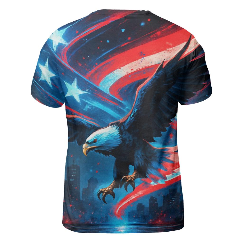Neon Liberty Skyline Ribbon Flag custom all-over print shirts