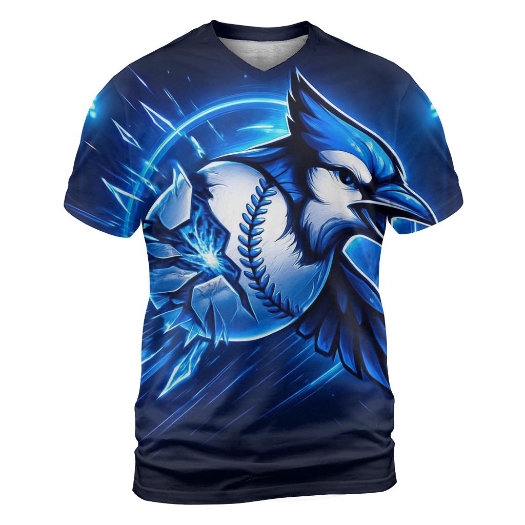 Blue Jays Aurora Feather Breakthrough artistic all-over print tops