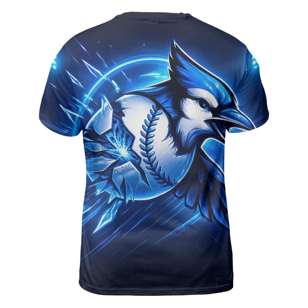 Blue Jays Aurora Feather Breakthrough artistic all-over print tops