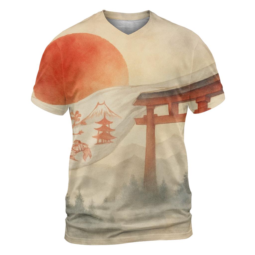 Rising Sun Silk Over Misty Pines unique graphic print tees