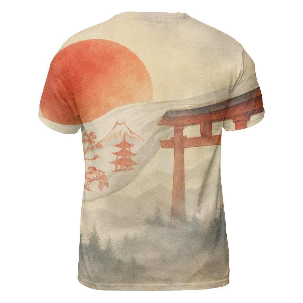 Rising Sun Silk Over Misty Pines unique graphic print tees