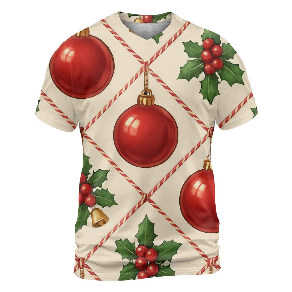 Crimson Ornament Lattice On Ivory Background trendy printed shirt styles