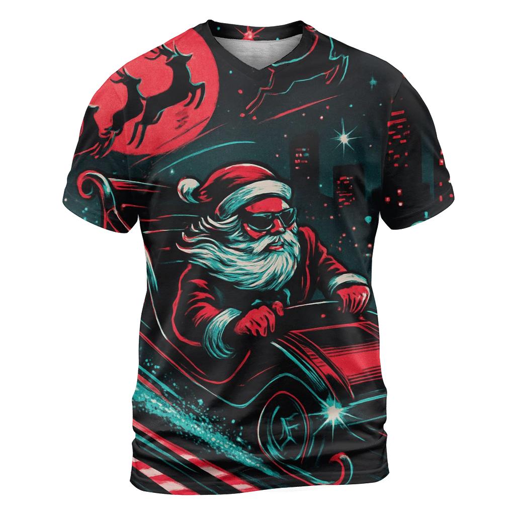 Neon Sleigh Drift Santa unique graphic print tees
