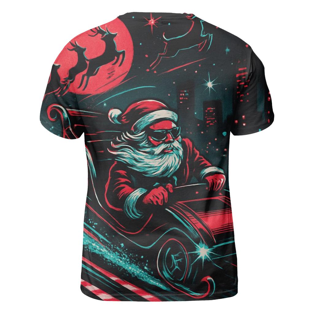 Neon Sleigh Drift Santa unique graphic print tees