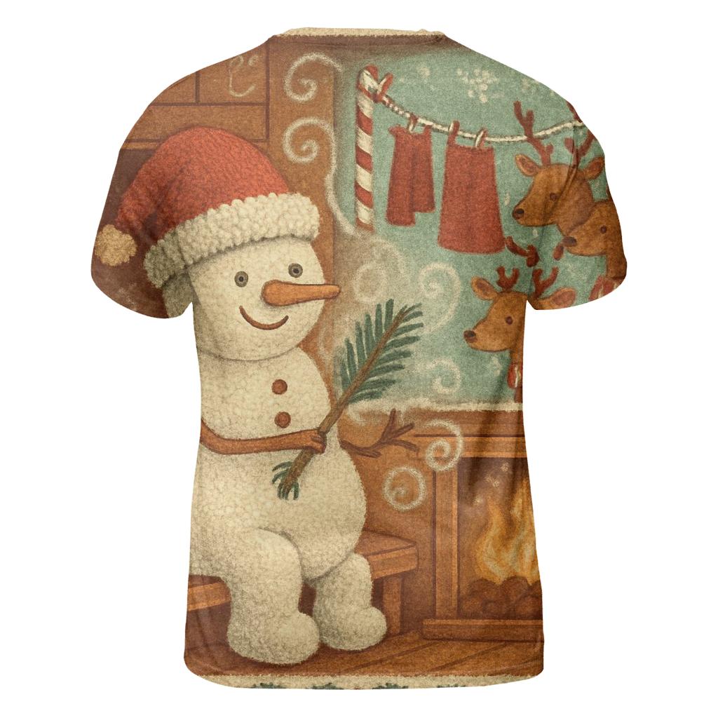 Snowman Sauna Night With Reindeer Towels artistic all-over print tops
