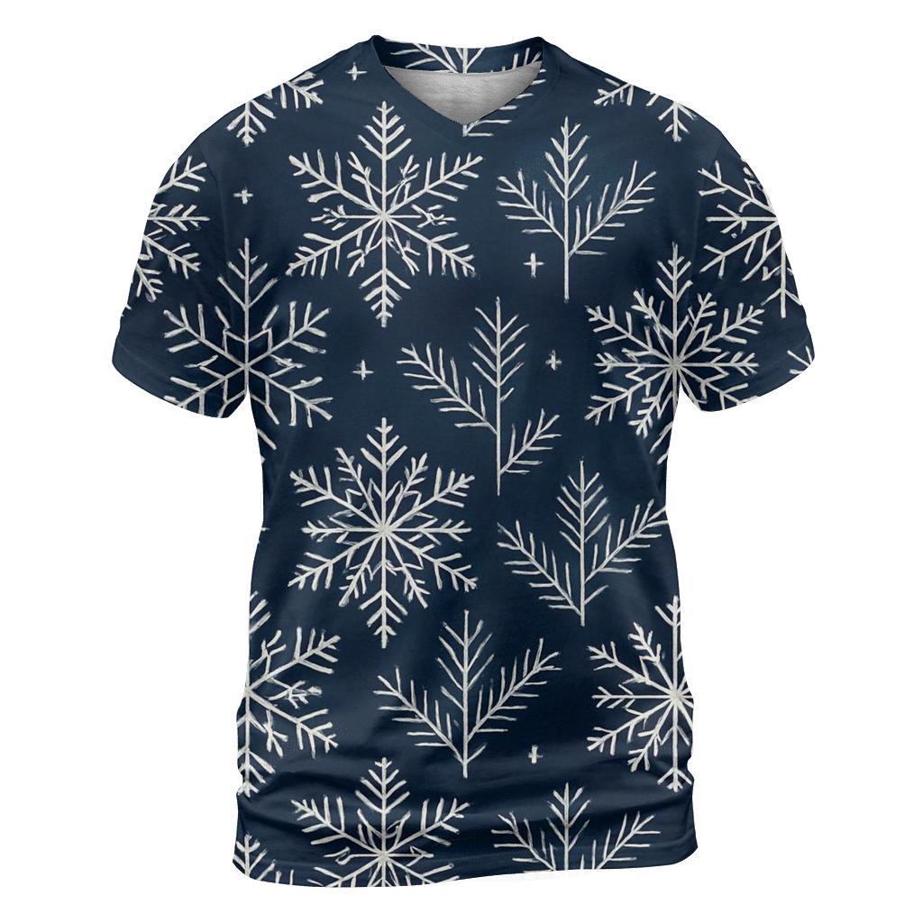 Midnight Snowflake Chevron On Navy Background statement graphic shirts