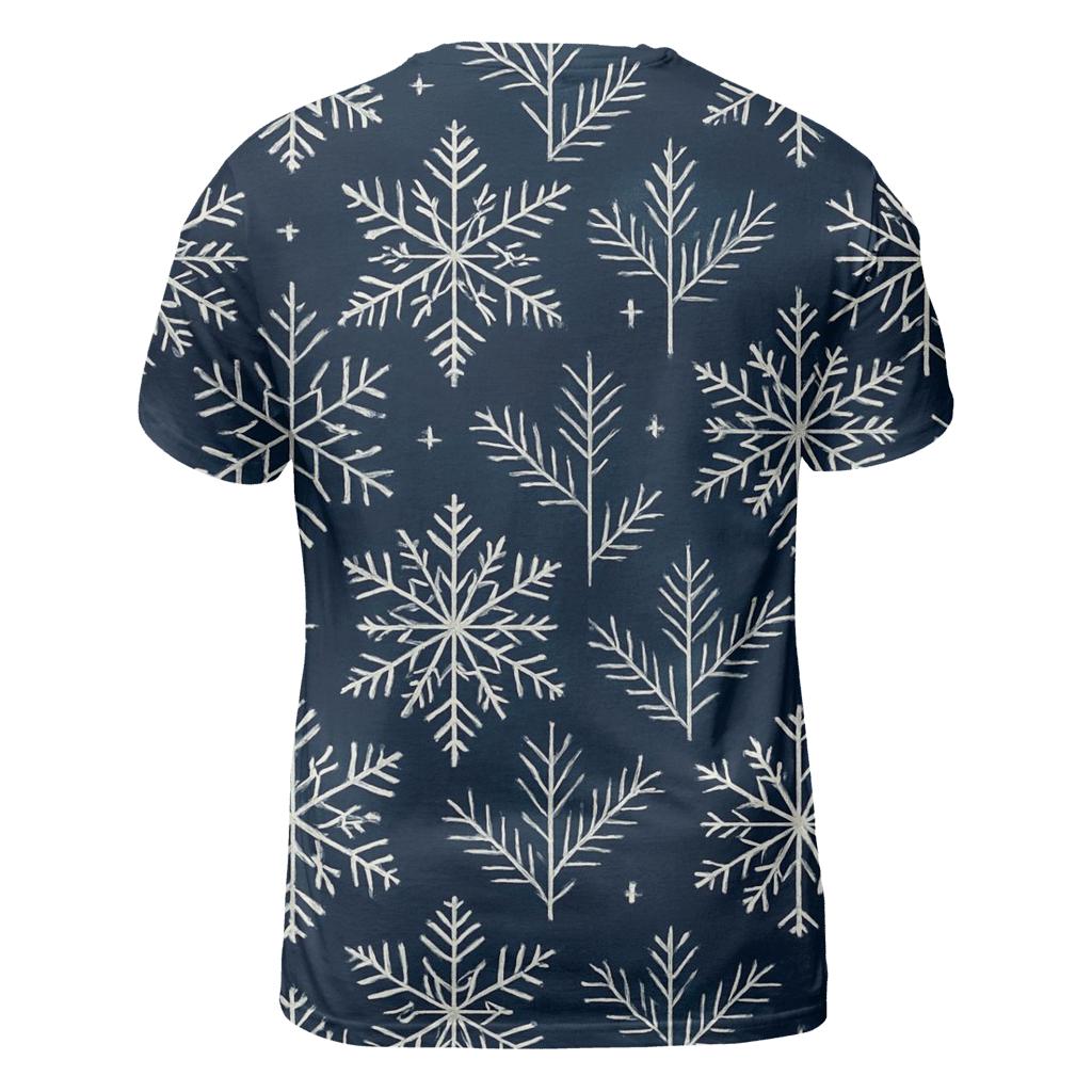 Midnight Snowflake Chevron On Navy Background statement graphic shirts