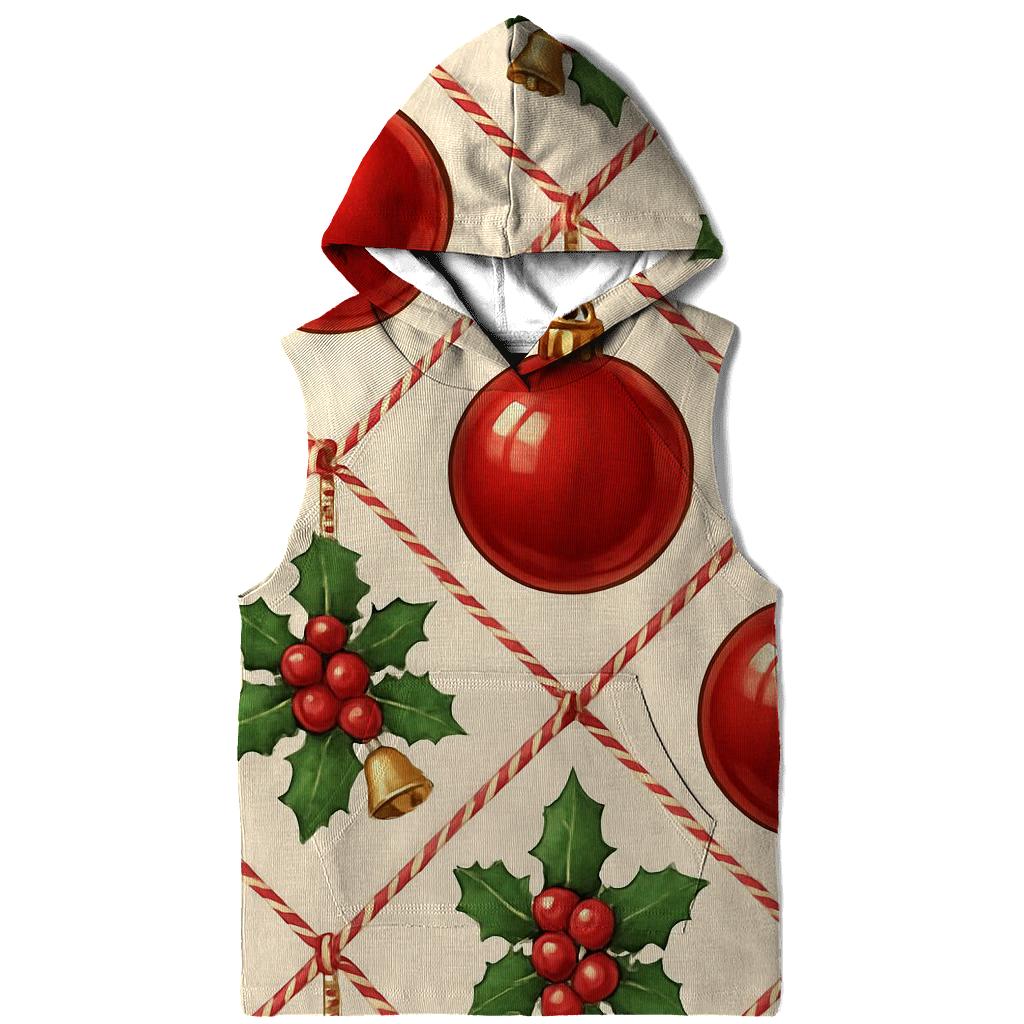 Crimson Ornament Lattice On Ivory Background embroidered hoodies