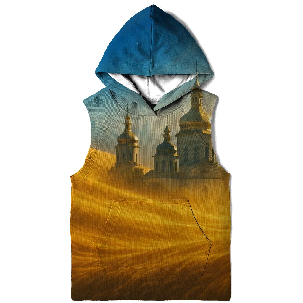 Azure Horizon Flag Reflected In Golden Wheat printed hoodies