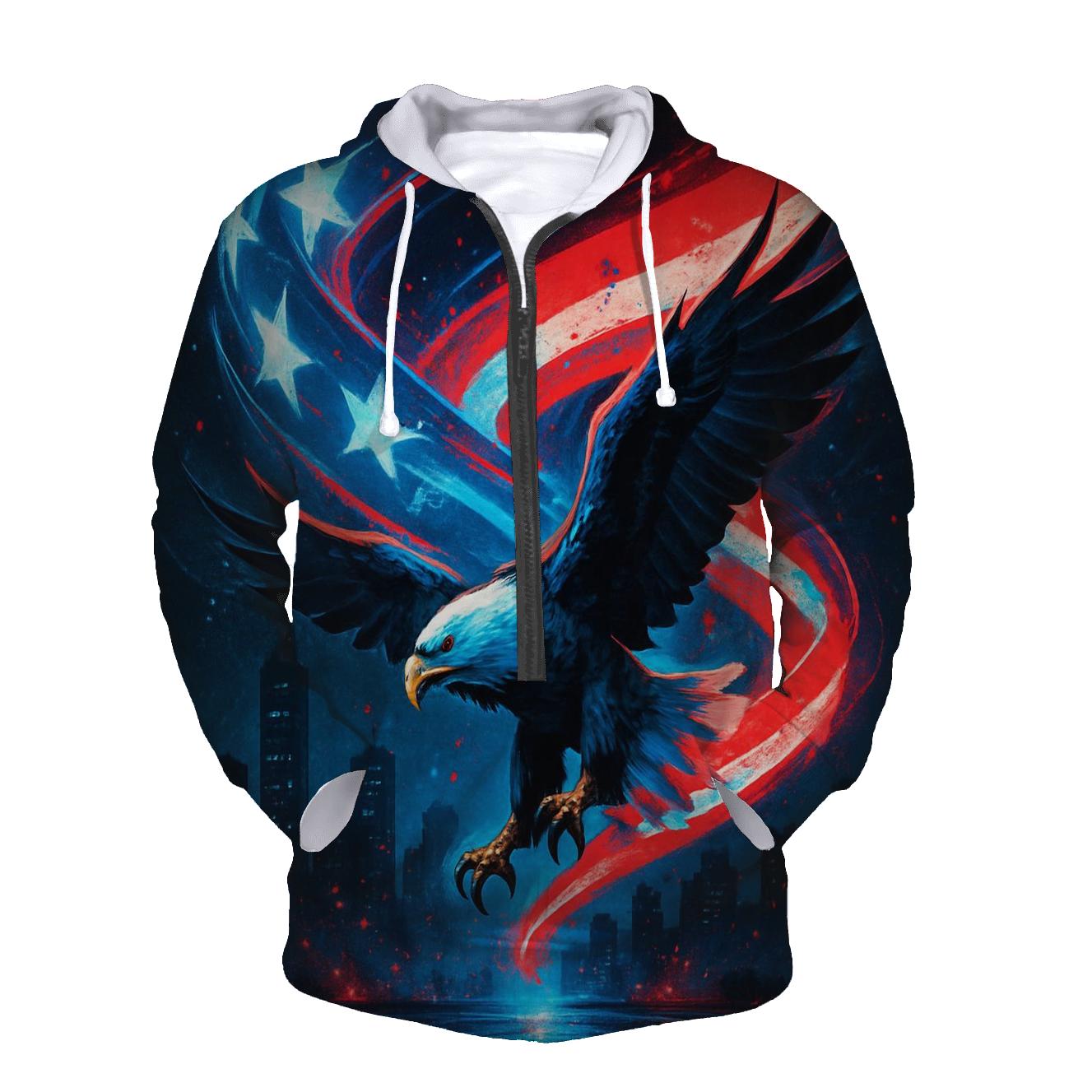 Neon Liberty Skyline Ribbon Flag pullover hoodies