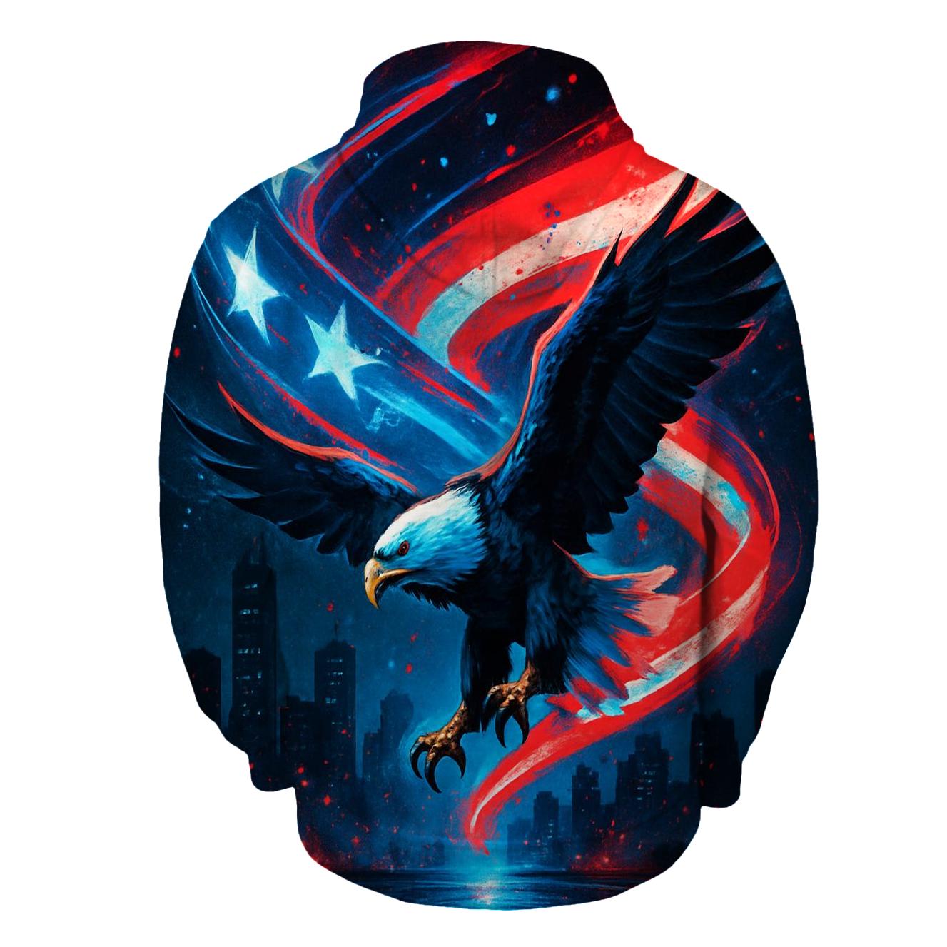 Neon Liberty Skyline Ribbon Flag pullover hoodies