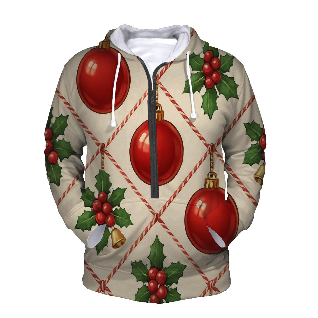 Crimson Ornament Lattice On Ivory Background hoodie styles
