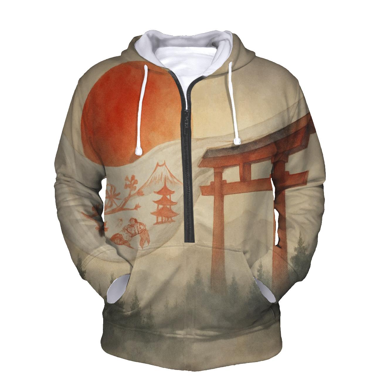 Rising Sun Silk Over Misty Pines printed hoodies