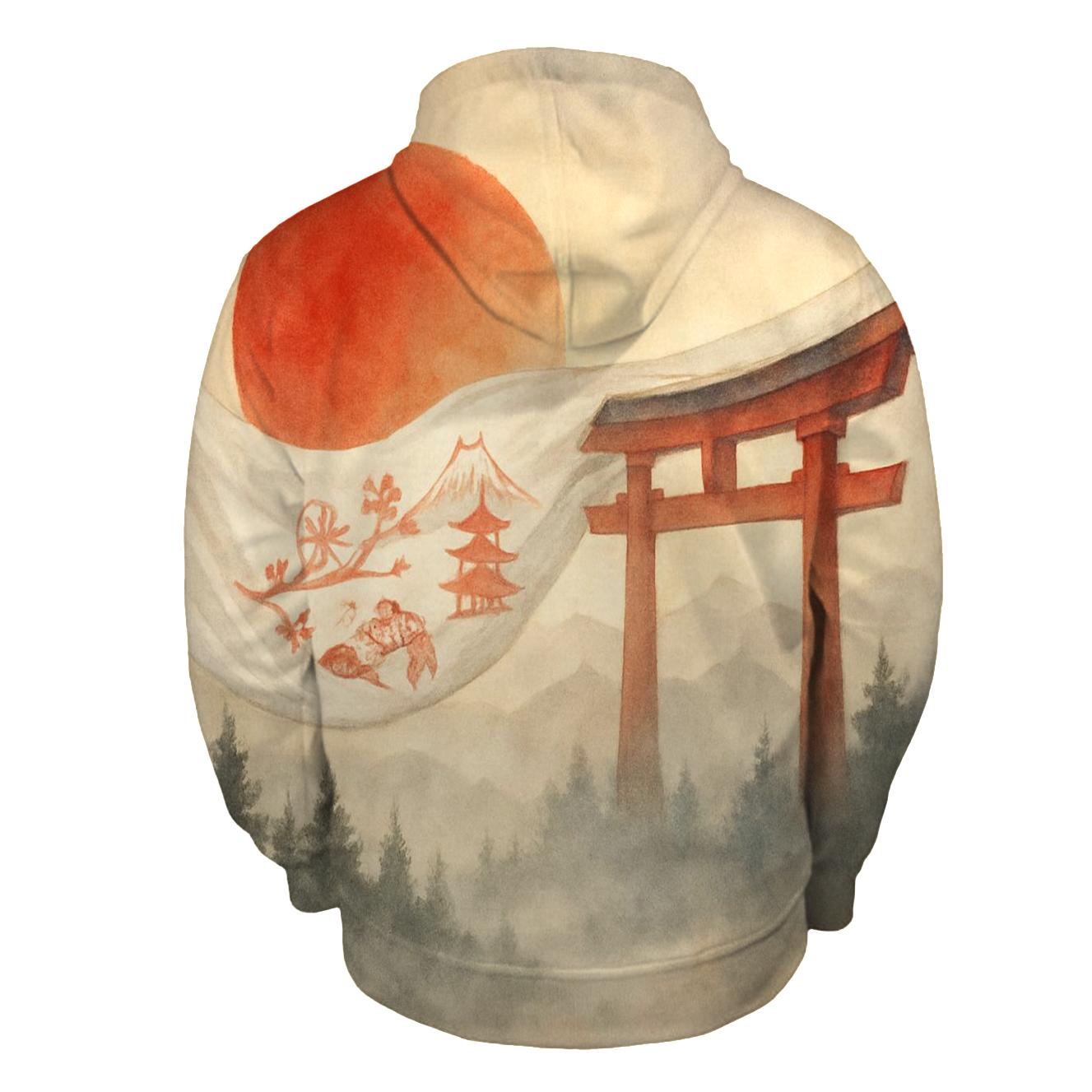 Rising Sun Silk Over Misty Pines printed hoodies