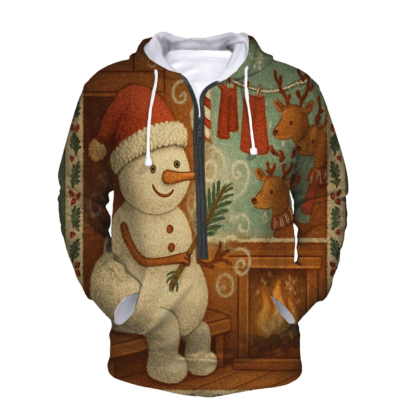 Snowman Sauna Night With Reindeer Towels graphic hoodies
