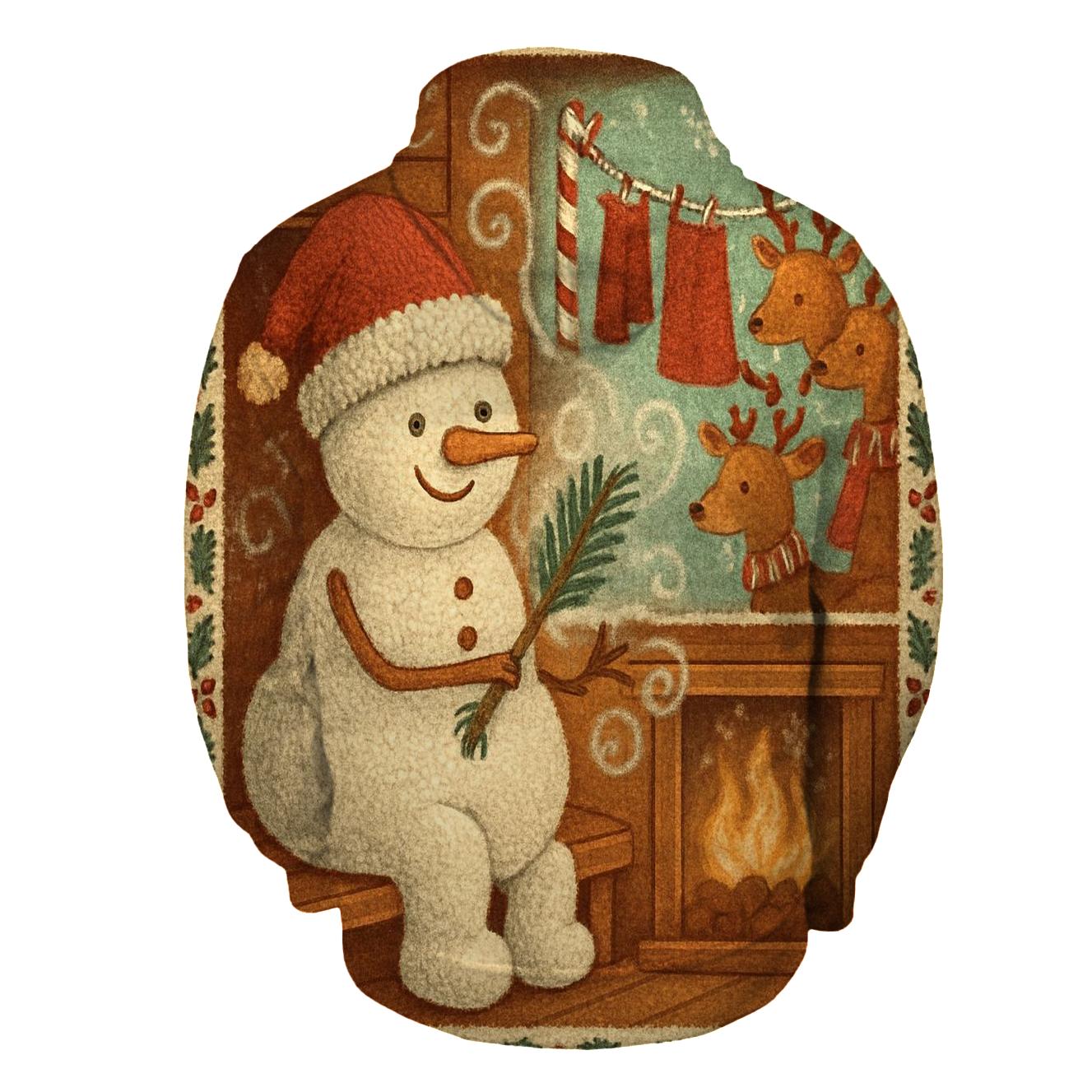 Snowman Sauna Night With Reindeer Towels graphic hoodies