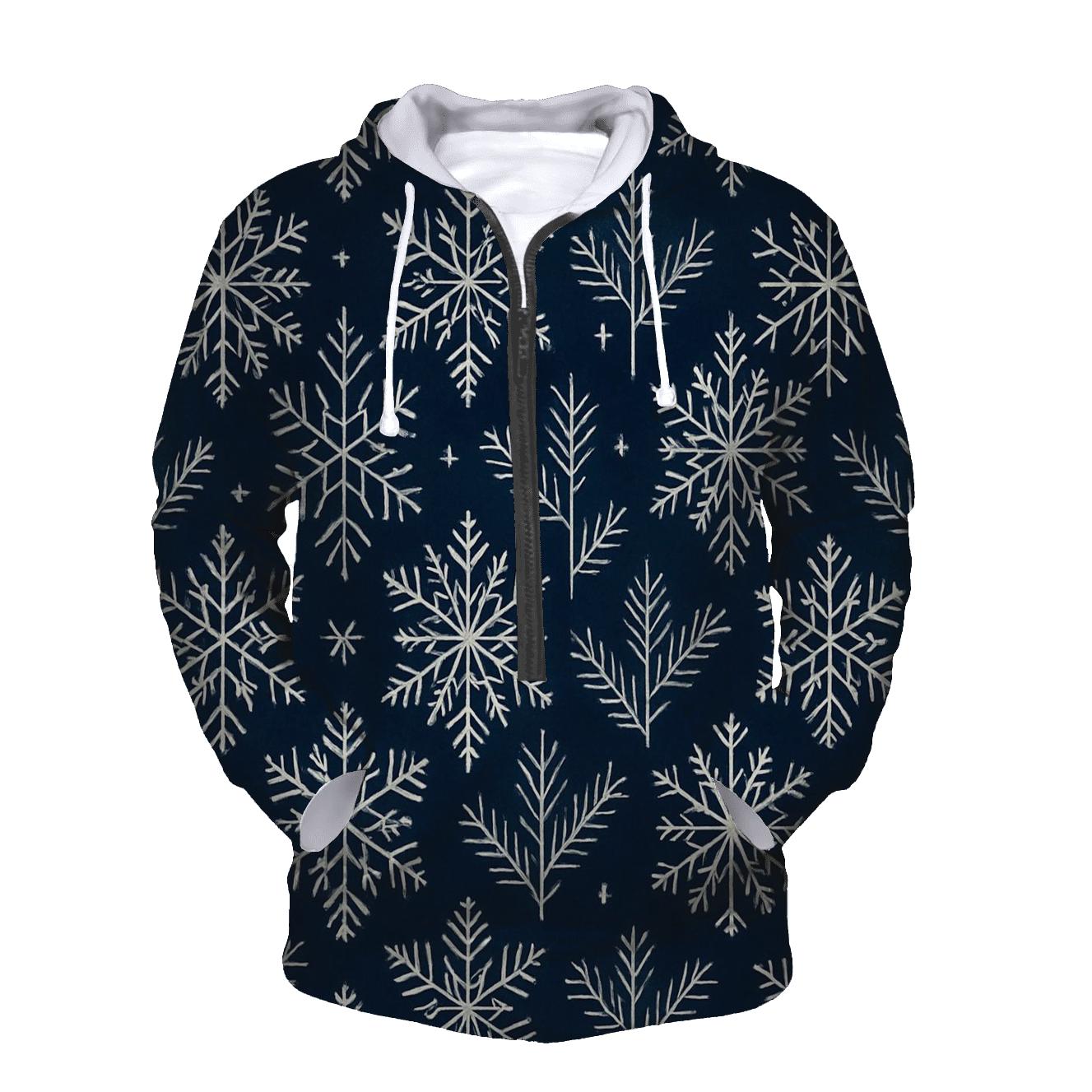 Midnight Snowflake Chevron On Navy Background pullover hoodies
