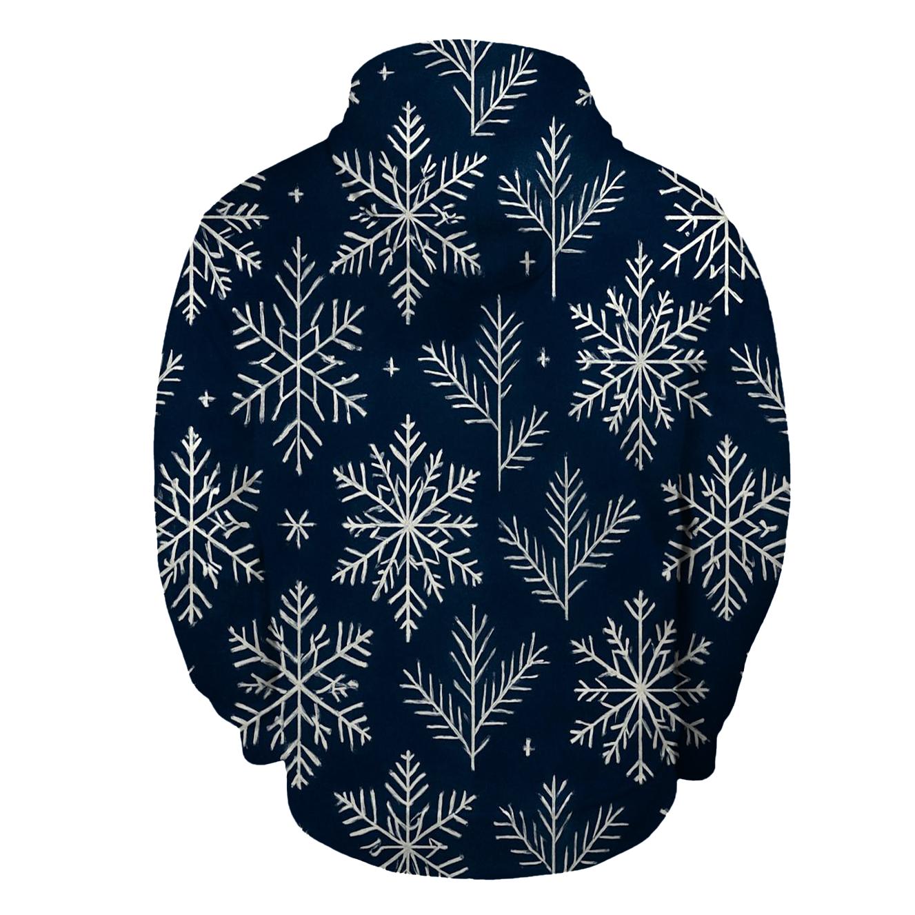 Midnight Snowflake Chevron On Navy Background pullover hoodies