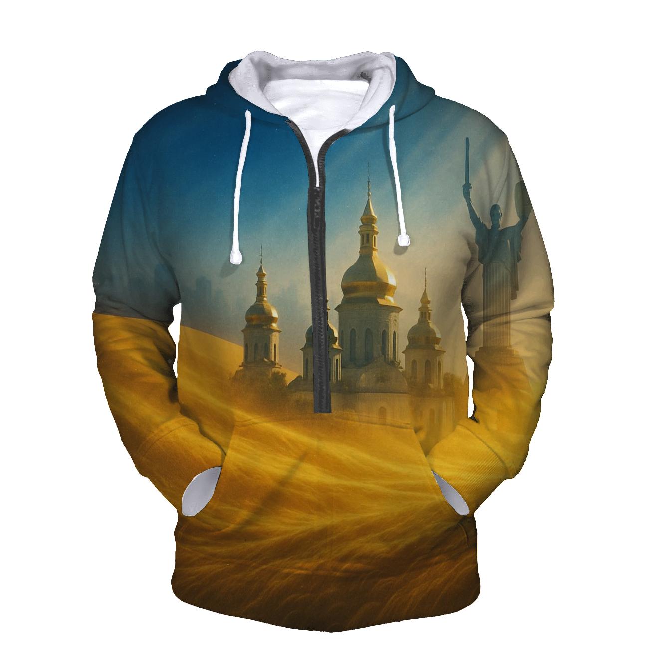 Azure Horizon Flag Reflected In Golden Wheat designer hoodies