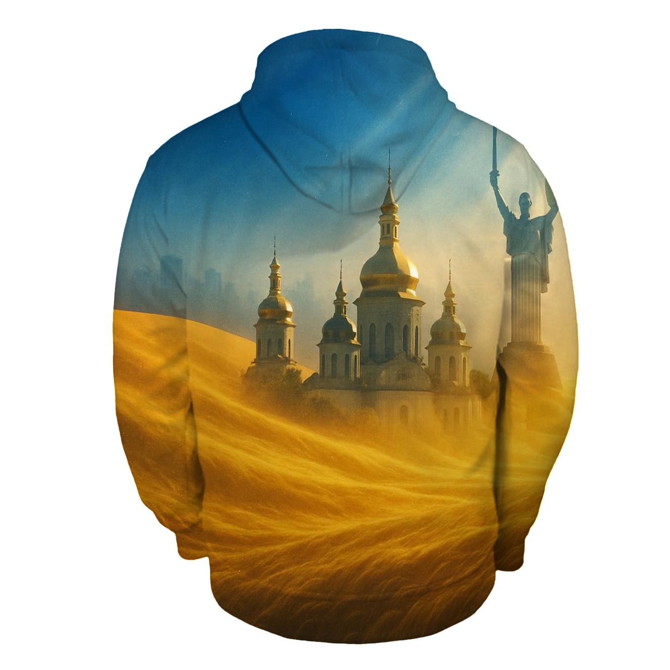 Azure Horizon Flag Reflected In Golden Wheat designer hoodies