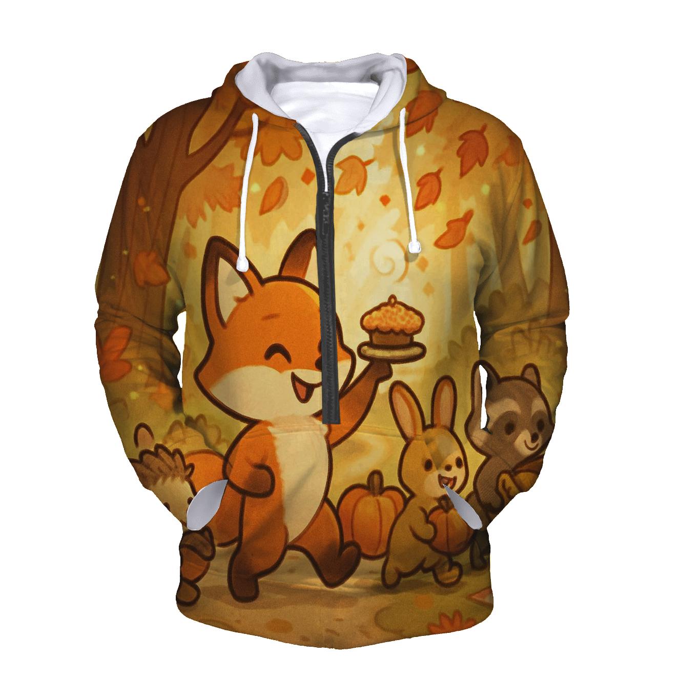 Woodland Friends Pumpkin Parade embroidered hoodies