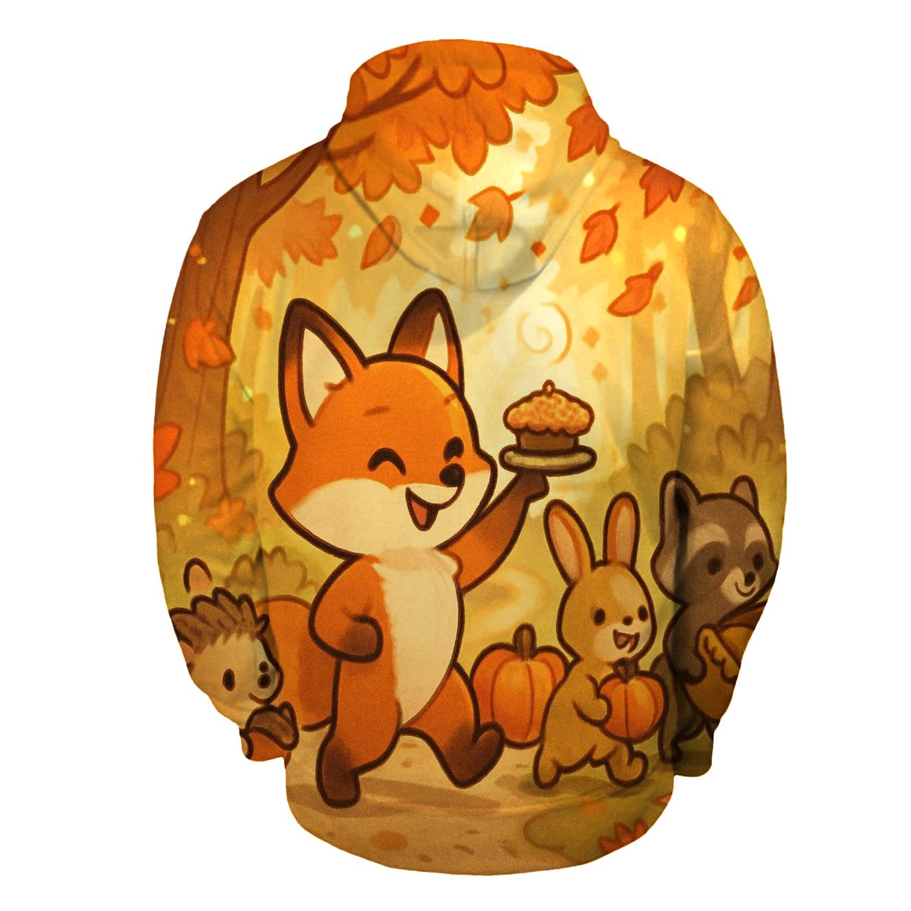 Woodland Friends Pumpkin Parade embroidered hoodies