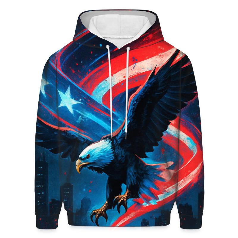Neon Liberty Skyline Ribbon Flag heavyweight hoodies