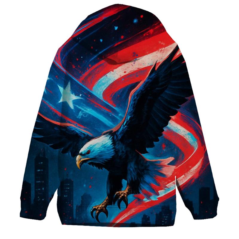 Neon Liberty Skyline Ribbon Flag heavyweight hoodies