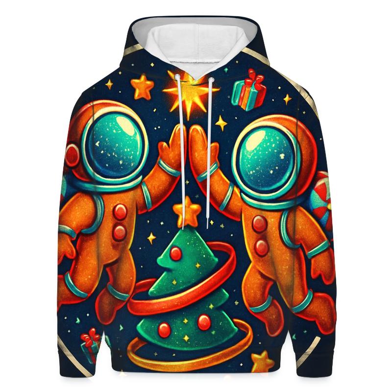 Gingerbread Astronauts Gift Wrap Orbit premium hoodies