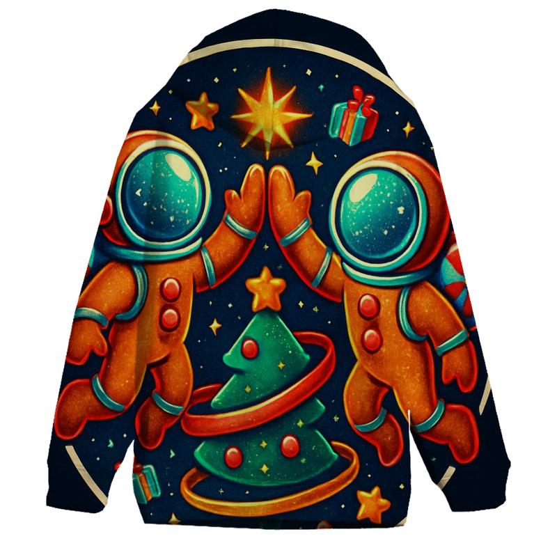 Gingerbread Astronauts Gift Wrap Orbit premium hoodies