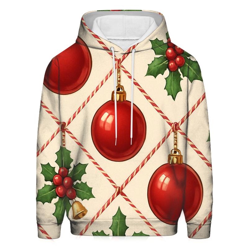 Crimson Ornament Lattice On Ivory Background lightweight hoodies